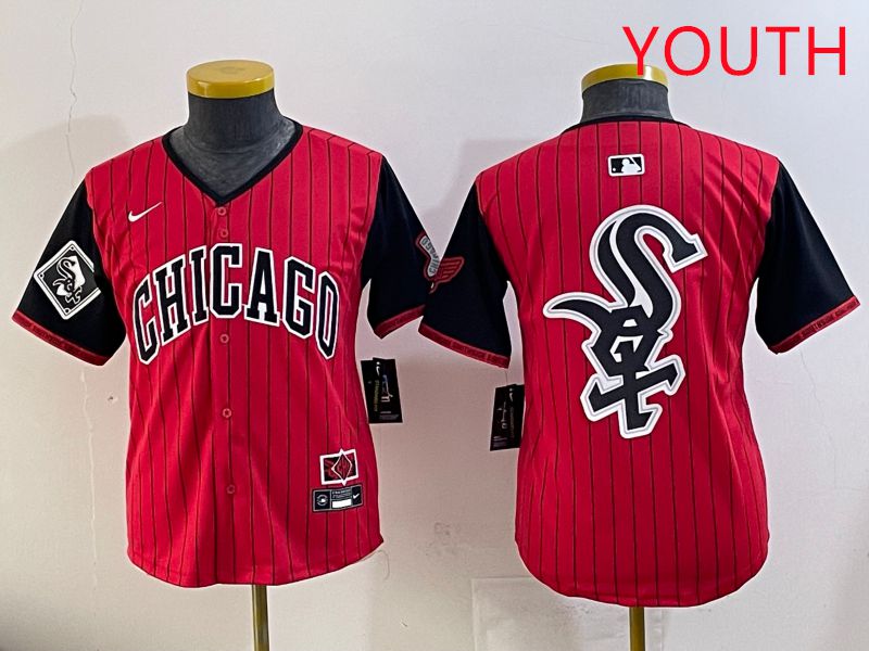 Youth Chicago White Sox Blank Red Stripe Joint Name Nike 2025 MLB Jersey style 26->youth mlb jersey->Youth Jersey